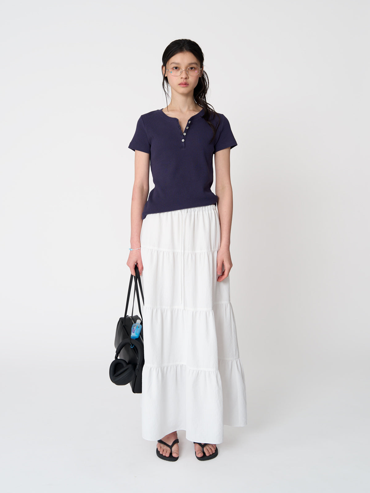 Tekto Kate waffle henley t-shirt_Navy