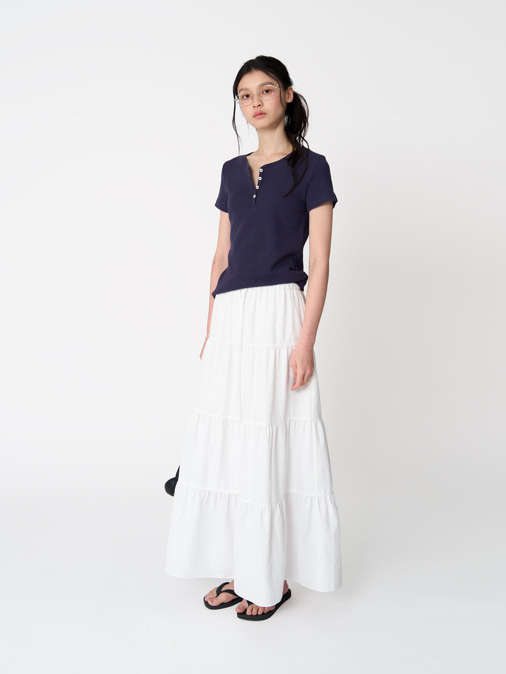 Tekto Kate waffle henley t-shirt_Navy