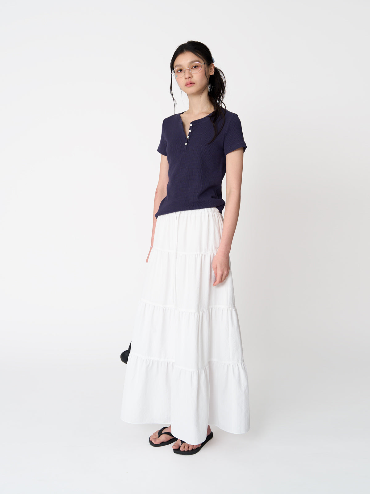 Tekto Kate waffle henley t-shirt_Navy