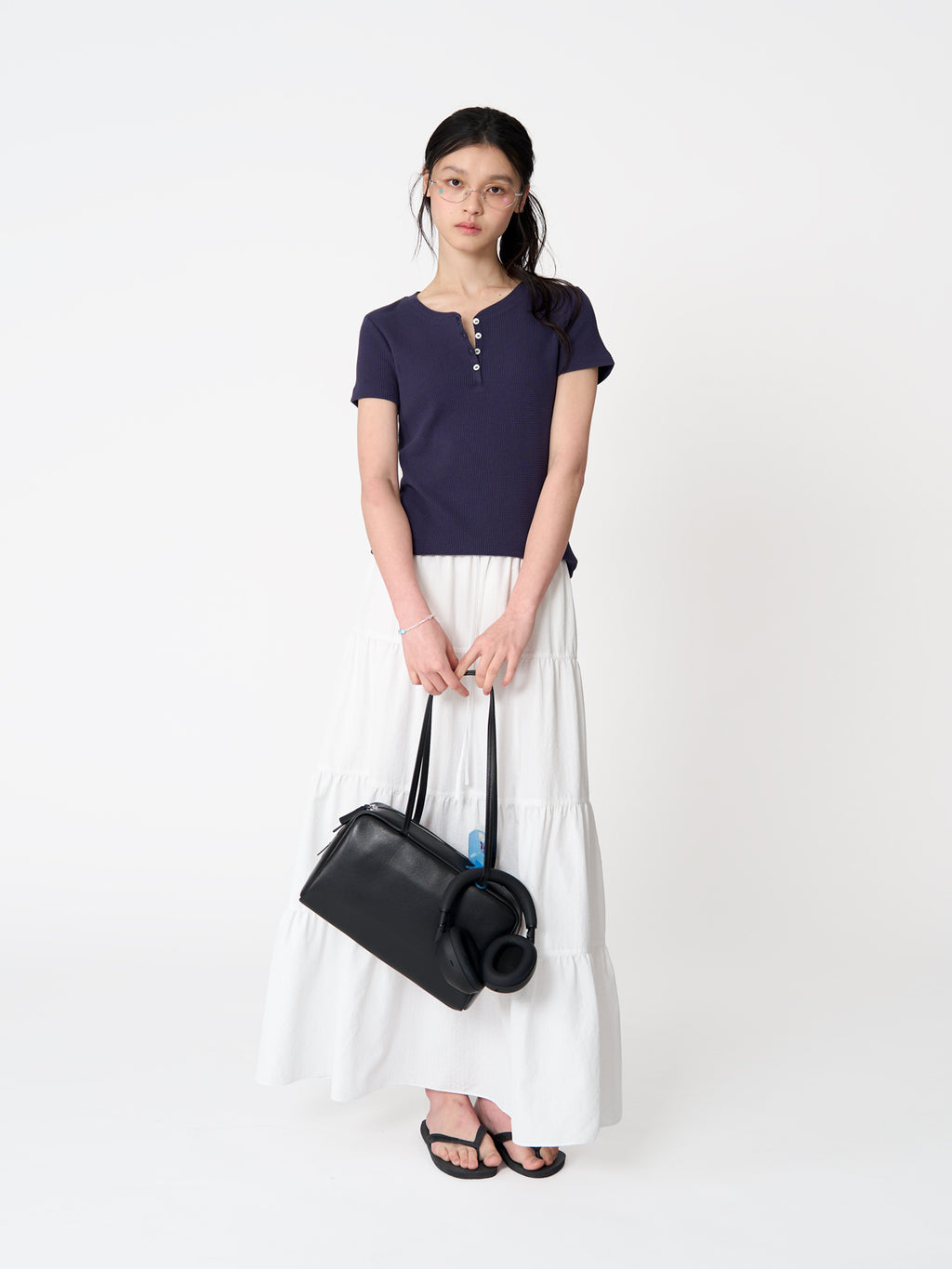 Tekto Kate waffle henley t-shirt_Navy