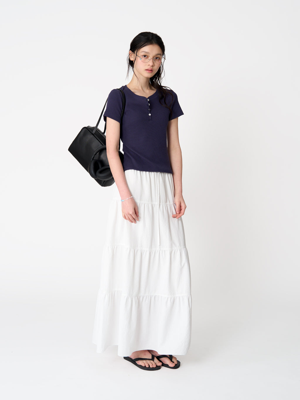 Tekto Kate waffle henley t-shirt_Navy