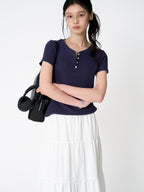 Tekto Kate waffle henley t-shirt_Navy