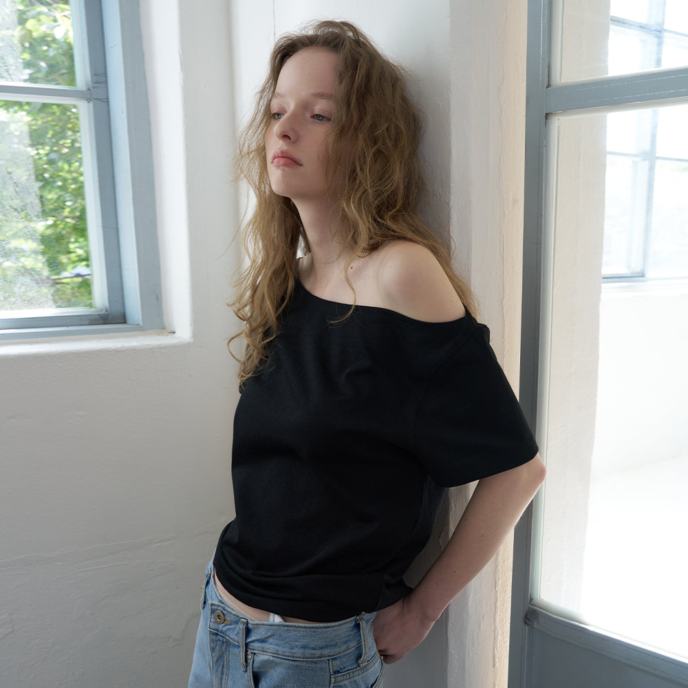 MORCEAU par MORCEAU [RE-ORDER] Raw Cut Basic T-shirt_BLACK