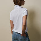 SHINE ON YOU Cotton Jersey Collared T-Shirt _ Pure White