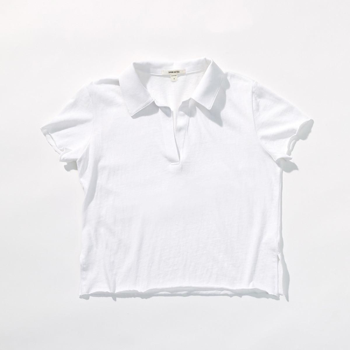 SHINE ON YOU Cotton Jersey Collared T-Shirt _ Pure White
