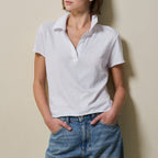 SHINE ON YOU Cotton Jersey Collared T-Shirt _ Pure White