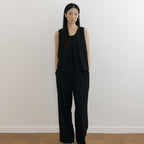LINGSEOUL rayon tucked sleeveless top-black
