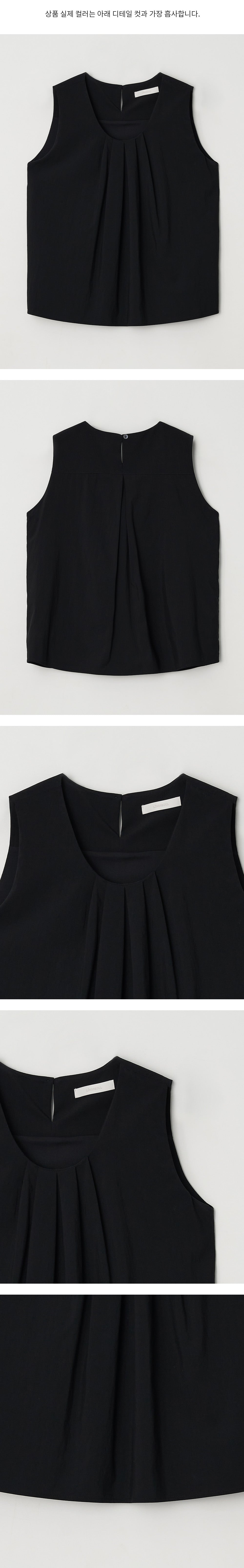 LINGSEOUL rayon tucked sleeveless top-black