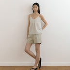 LINGSEOUL stripe button sleeveless-ivory