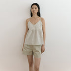 LINGSEOUL stripe button sleeveless-ivory