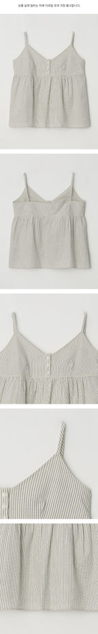 LINGSEOUL stripe button sleeveless-ivory