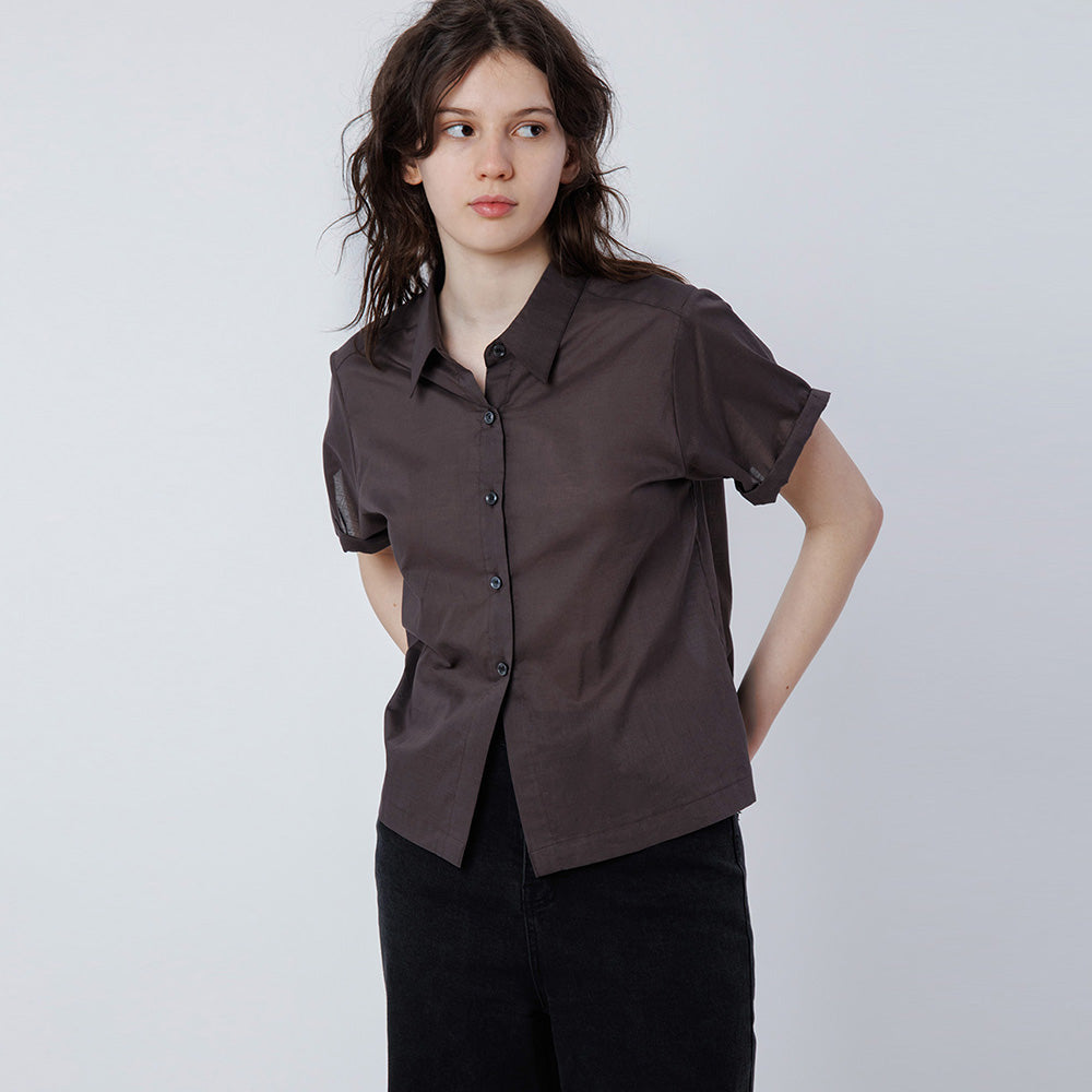 malinn roll up shirt (brown)