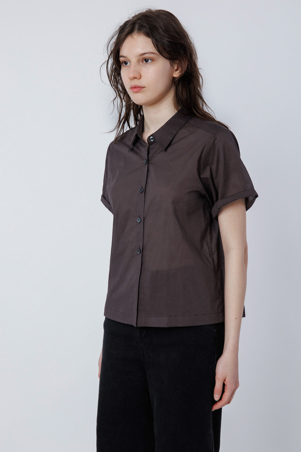 malinn roll up shirt (brown)