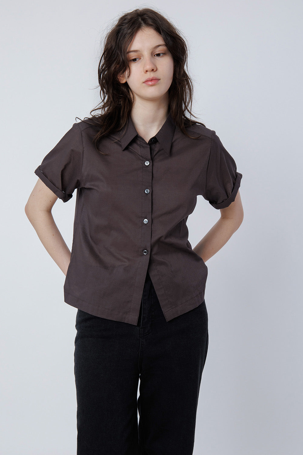 malinn roll up shirt (brown)