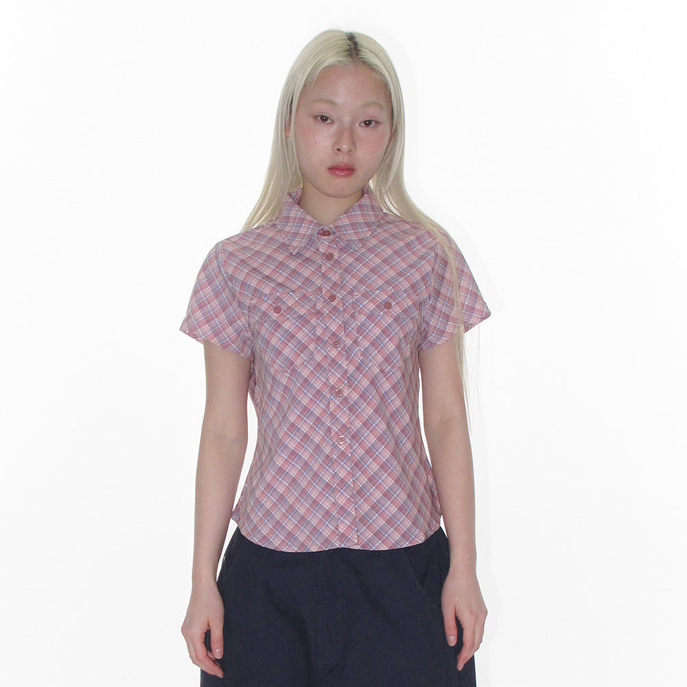ames worldwide CHECK SHORT SLEEVE SHIRTS PINK