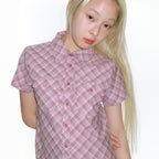 ames worldwide CHECK SHORT SLEEVE SHIRTS PINK