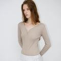 MONOHA Textured Rib Long Sleeve (White / Light Beige / Charcoal)