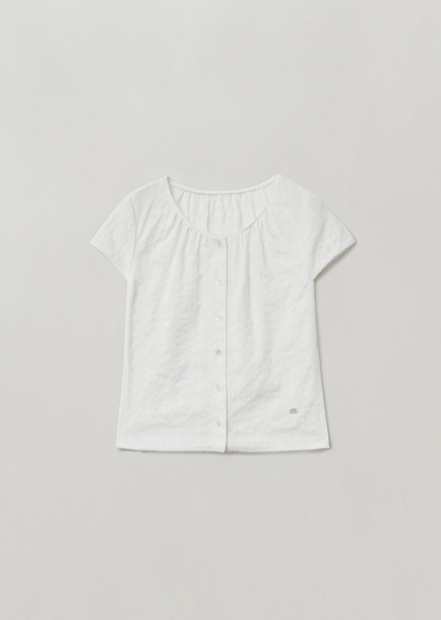 MOAT CAP-SLEEVE LACE BLOUSE (sand ivory)