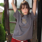 CENTAUR.KR DORRIS CAT WASHED T-SHIRT_CHARCOAL
