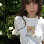 CENTAUR.KR DORRIS CAT WASHED T-SHIRT_WHITE
