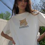 CENTAUR.KR DORRIS CAT WASHED T-SHIRT_WHITE