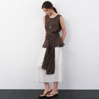 LENIL Sia Linen Tied Top (Brown)