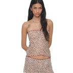 TOOMUCHTAX floral halter tank top ivory