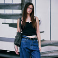 LOW CLASSIC HENLEY NECK CAMISOLE_BLACK [LC262TS04BK]