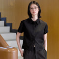 LOW CLASSIC COTTON BUTTON 1/2 SLEEVE SHIRT_BLACK [LC262SH06BK]