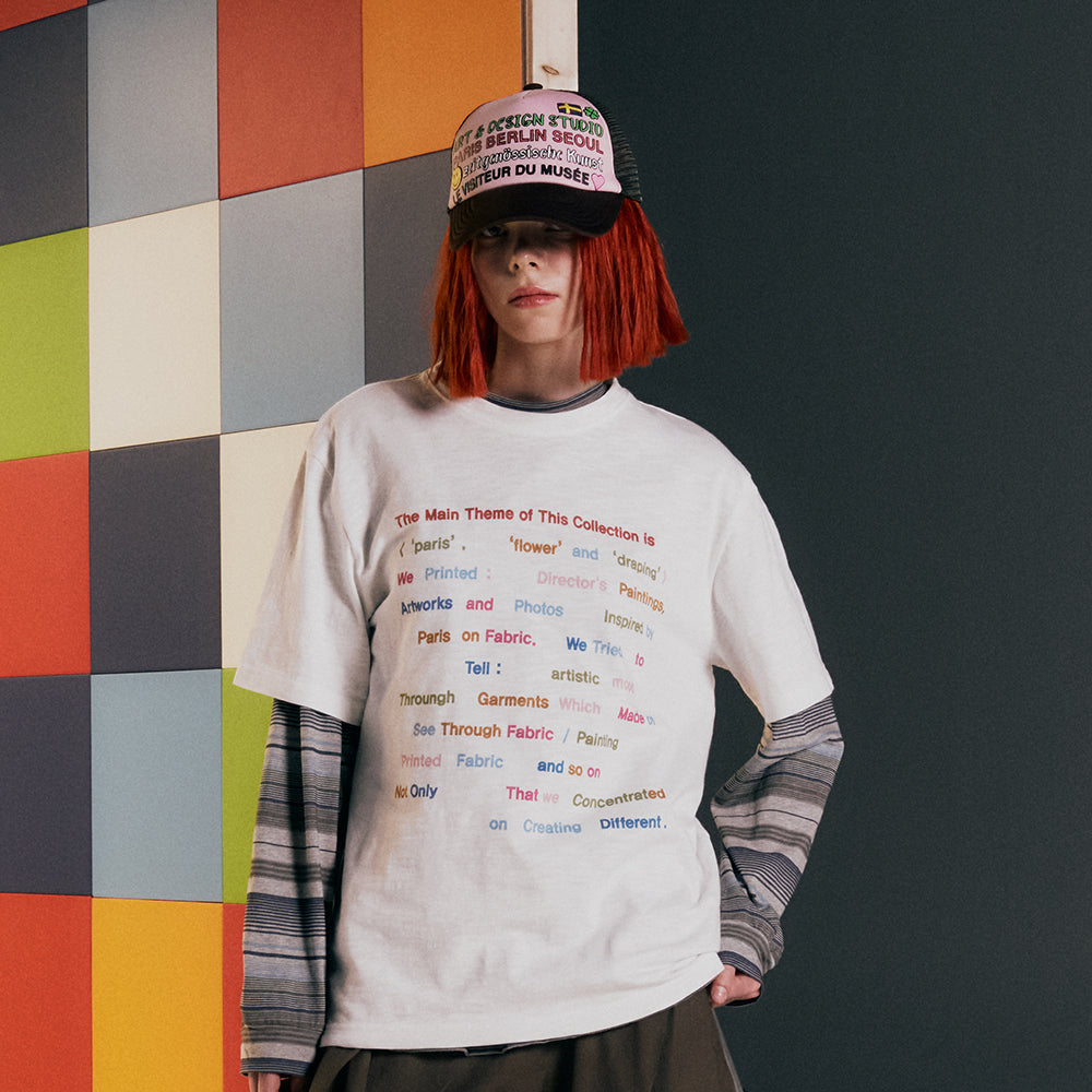 THEMUSEUMVISITOR COLOR TYPO SLUB T-SHIRT (WHITE)
