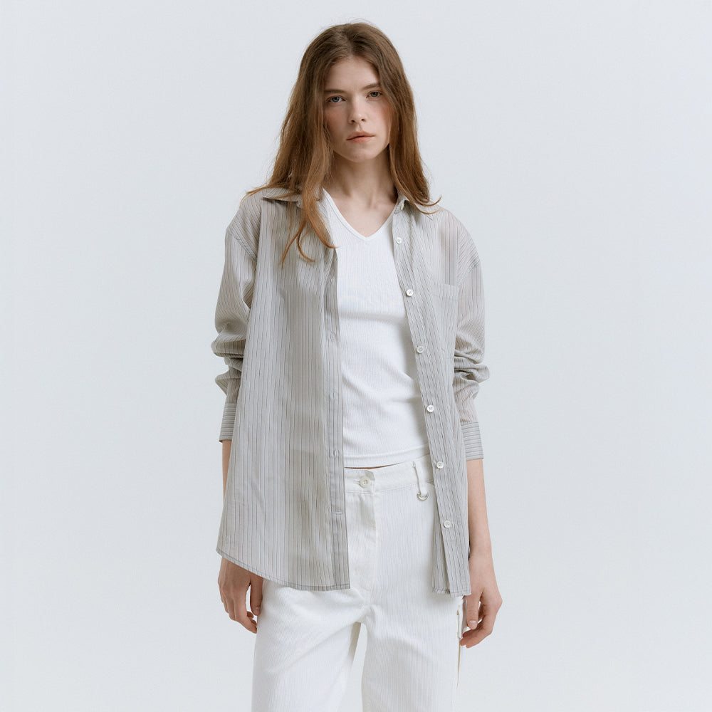 HACER Tencel Stripe Shirt (Grey Stripe)