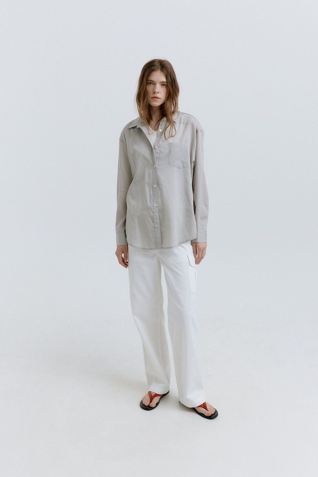 HACER Tencel Stripe Shirt (Grey Stripe)