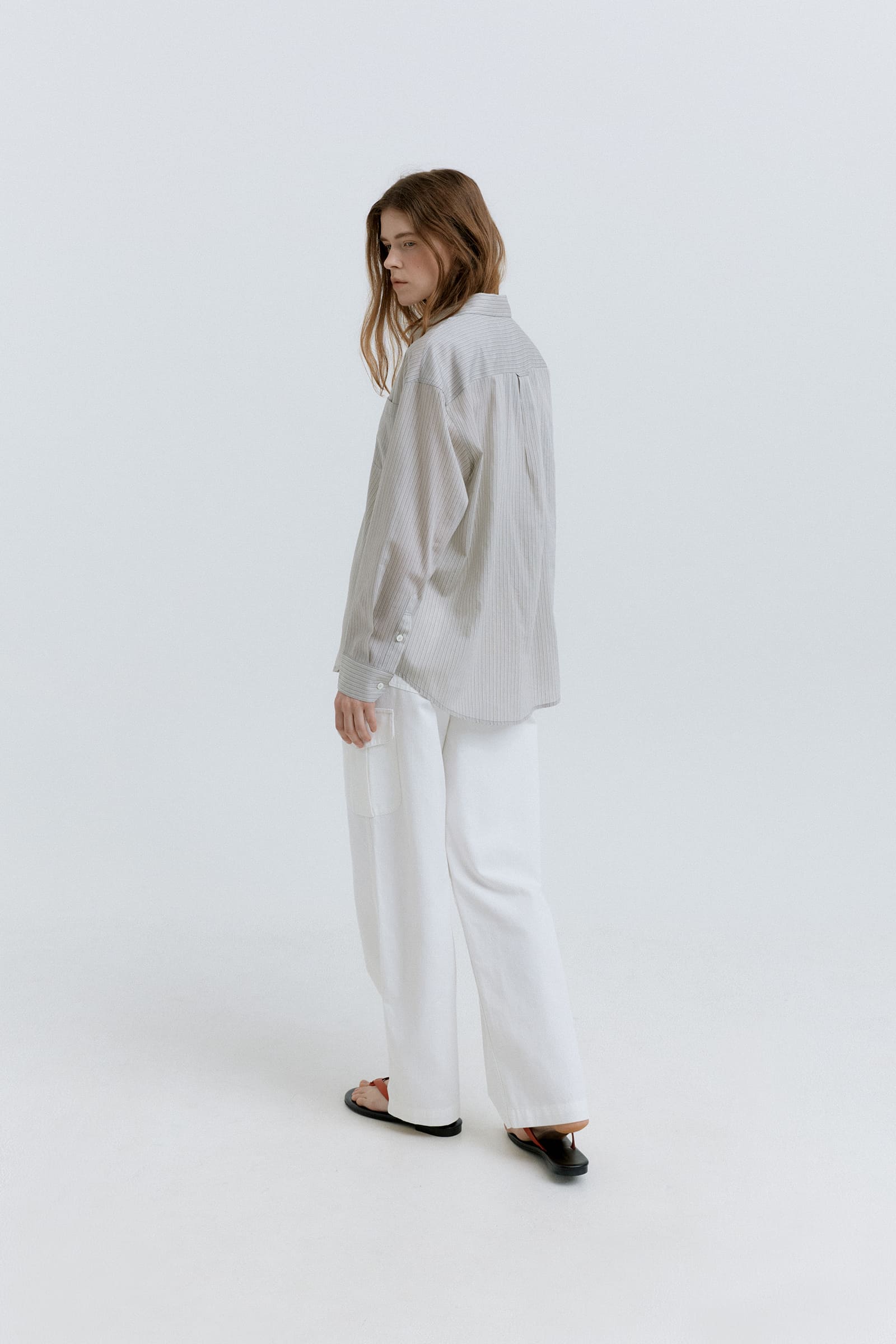 HACER Tencel Stripe Shirt (Grey Stripe)