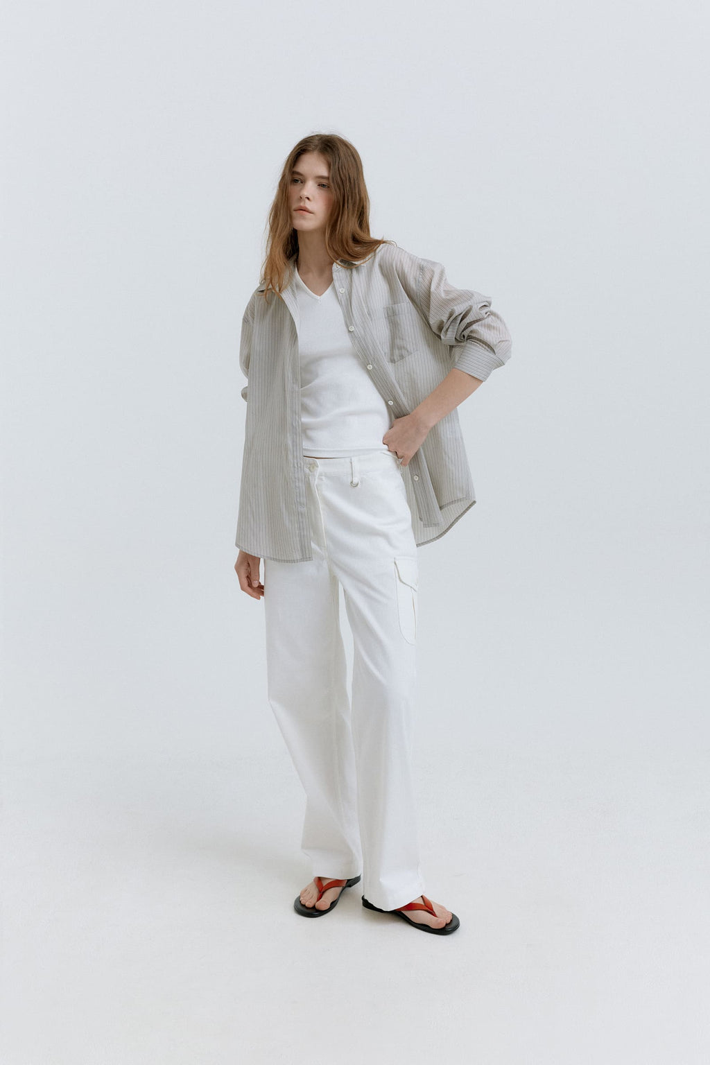 HACER Tencel Stripe Shirt (Grey Stripe)