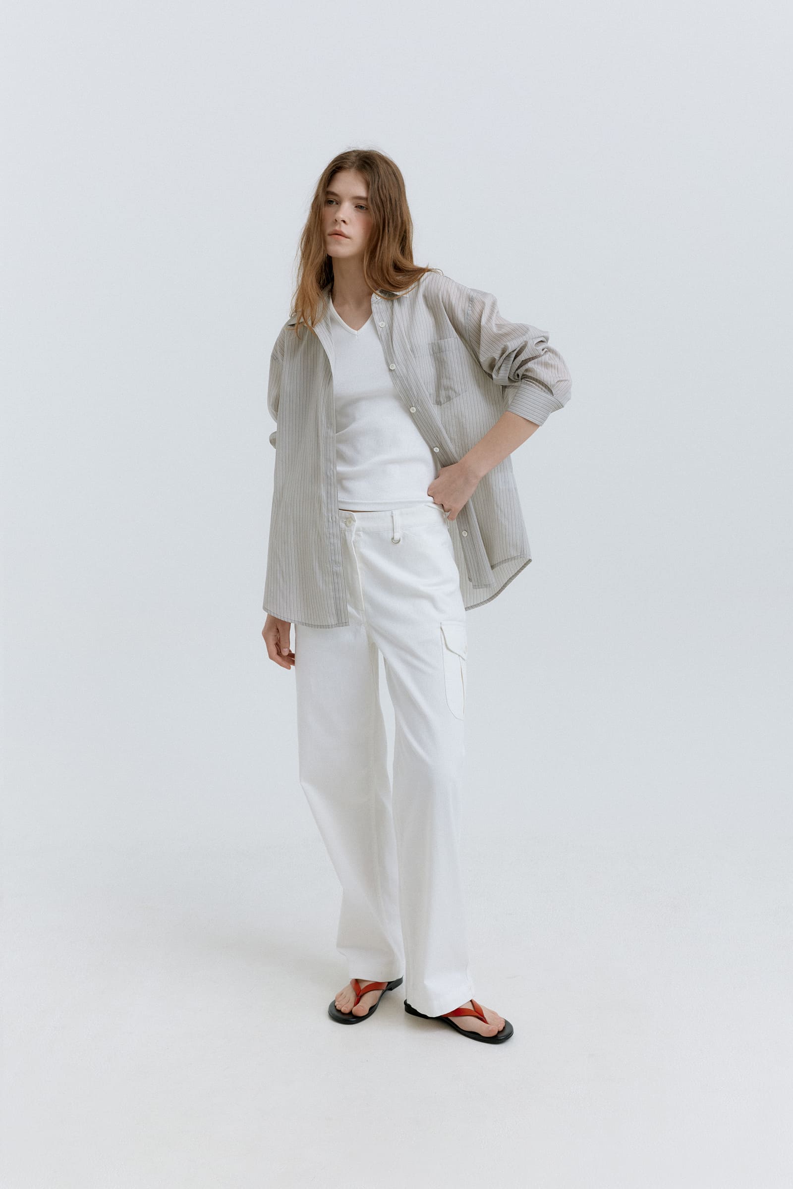 HACER Tencel Stripe Shirt (Grey Stripe)