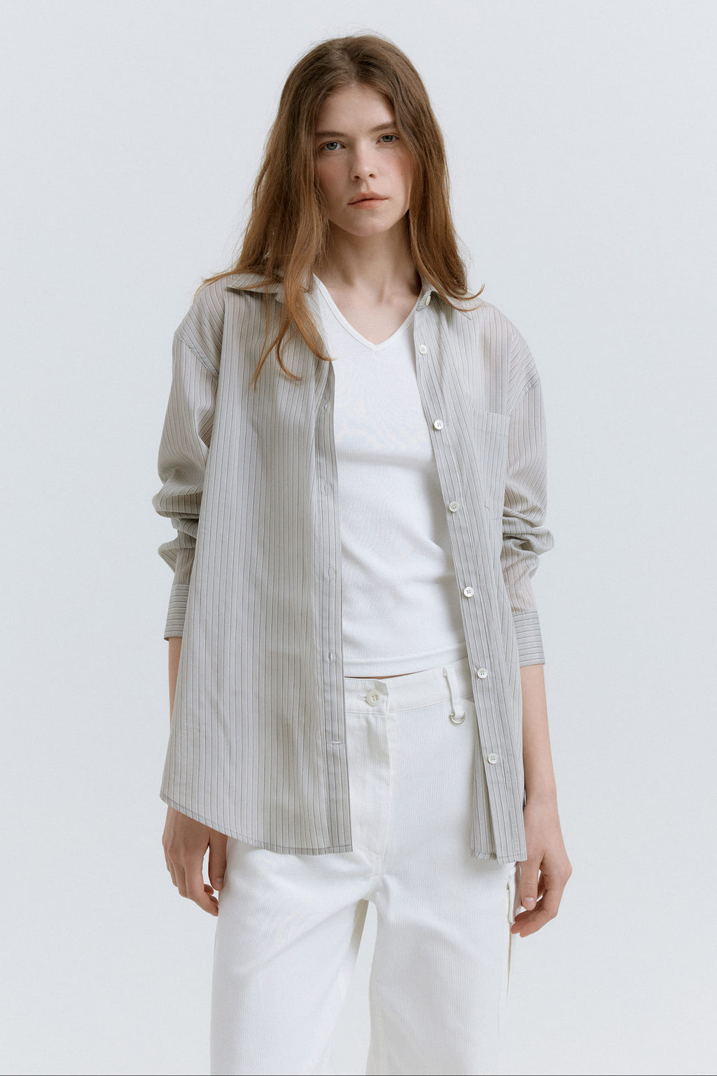 HACER Tencel Stripe Shirt (Grey Stripe)