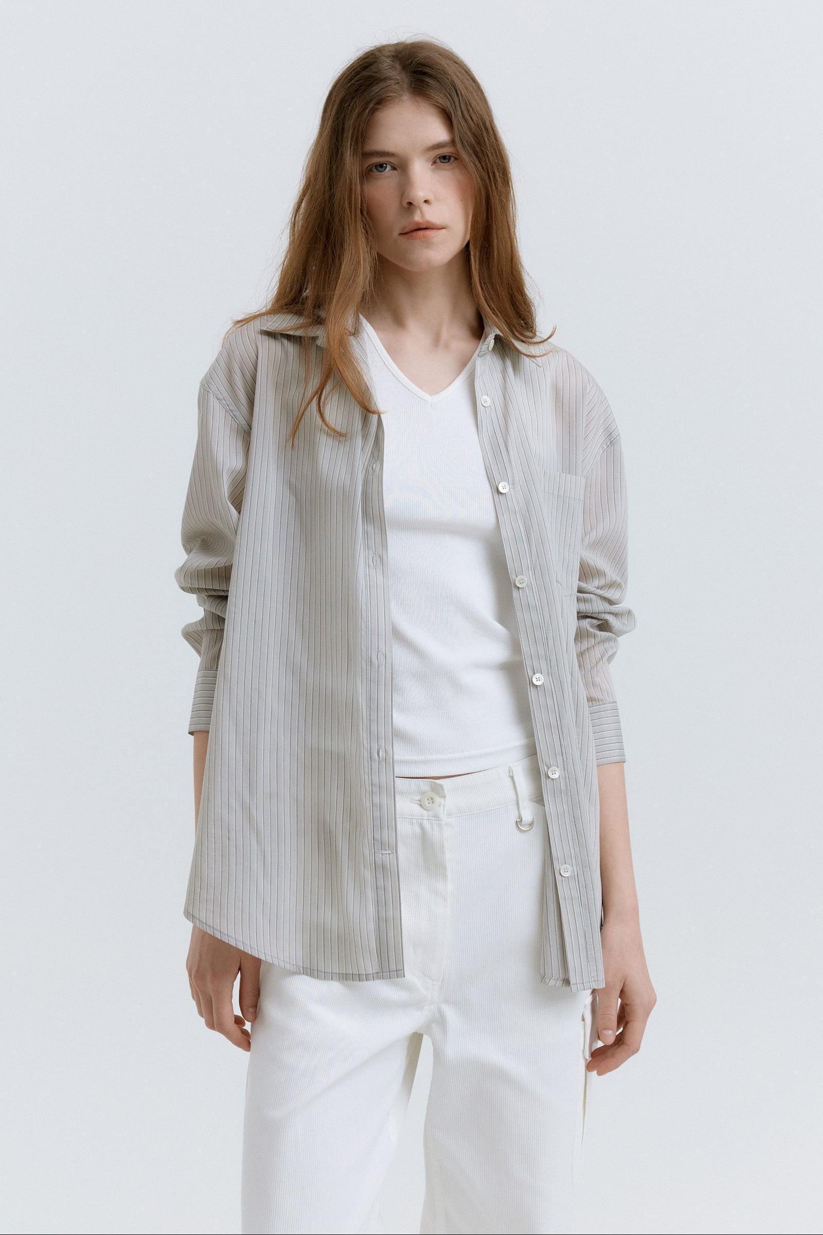 HACER Tencel Stripe Shirt (Grey Stripe)