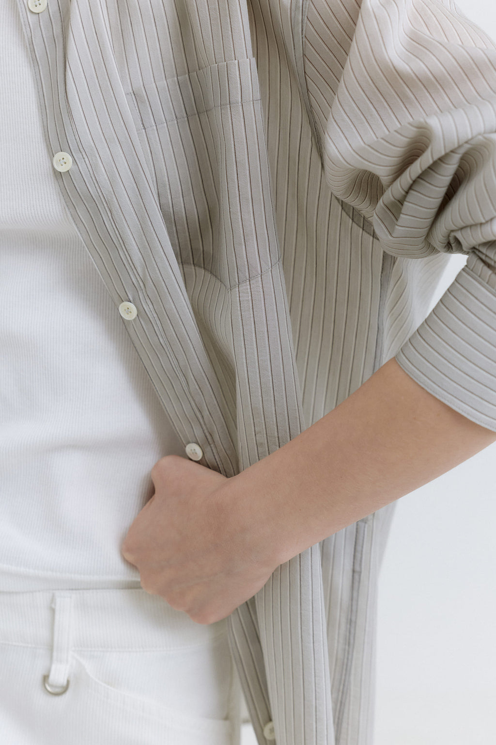 HACER Tencel Stripe Shirt (Grey Stripe)