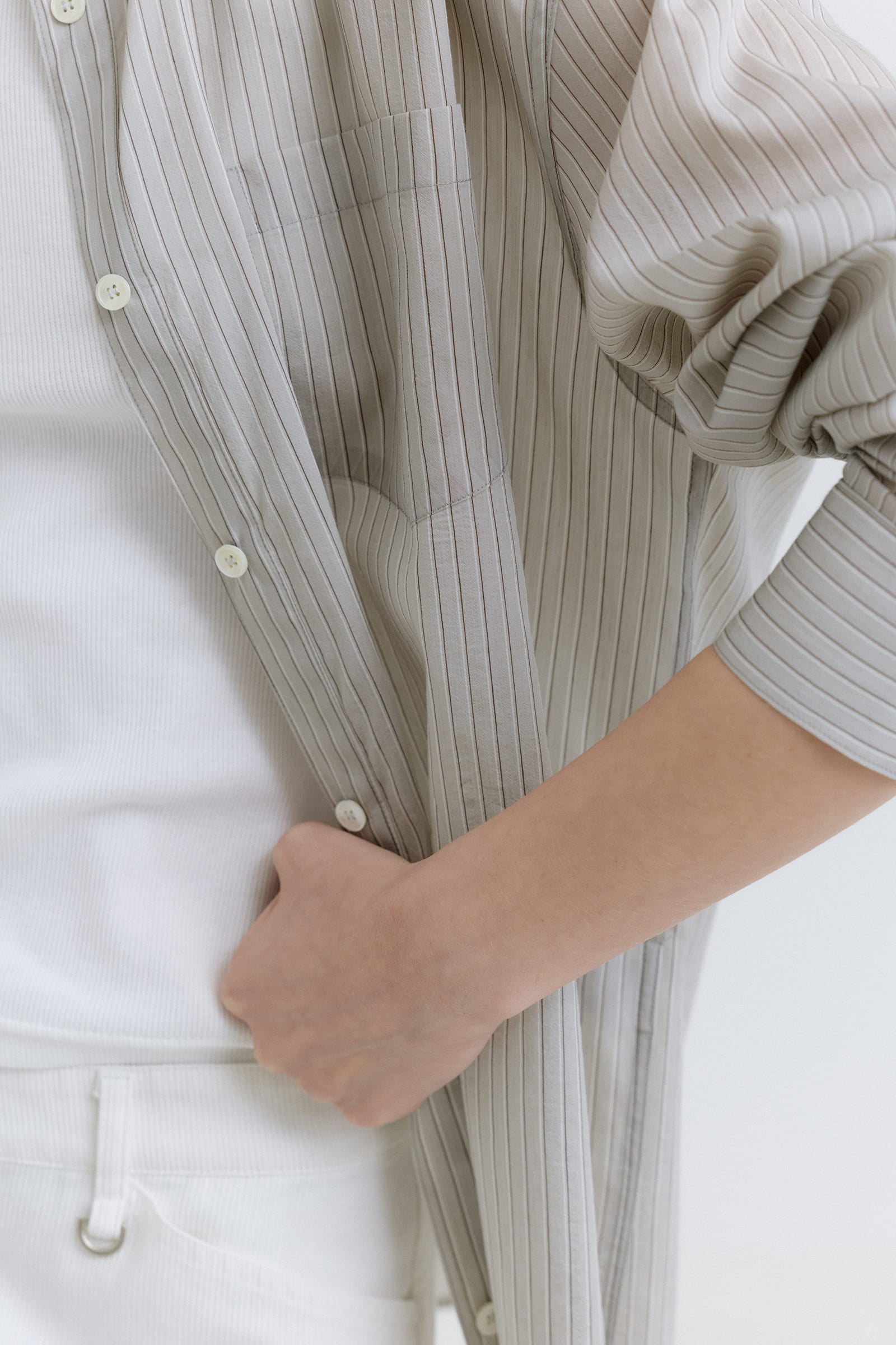 HACER Tencel Stripe Shirt (Grey Stripe)