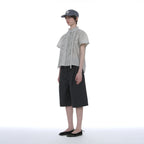 PARTIMENTO WOMEN SCARF RUFFLE PINTUCK BLOUSE_LIGHT GREY