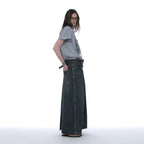 PARTIMENTO WOMEN SCARF RUFFLE PINTUCK BLOUSE_SKY CHECK