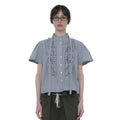 PARTIMENTO WOMEN SCARF RUFFLE PINTUCK BLOUSE_SKY CHECK