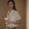 KNOWN BETTER Roll up stripe half sleeve shirt_Ivory
