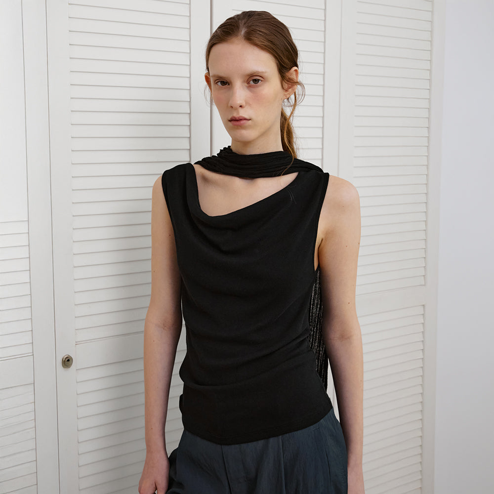 SUAMAR Wane Drape Neck Sleeveless (Black)