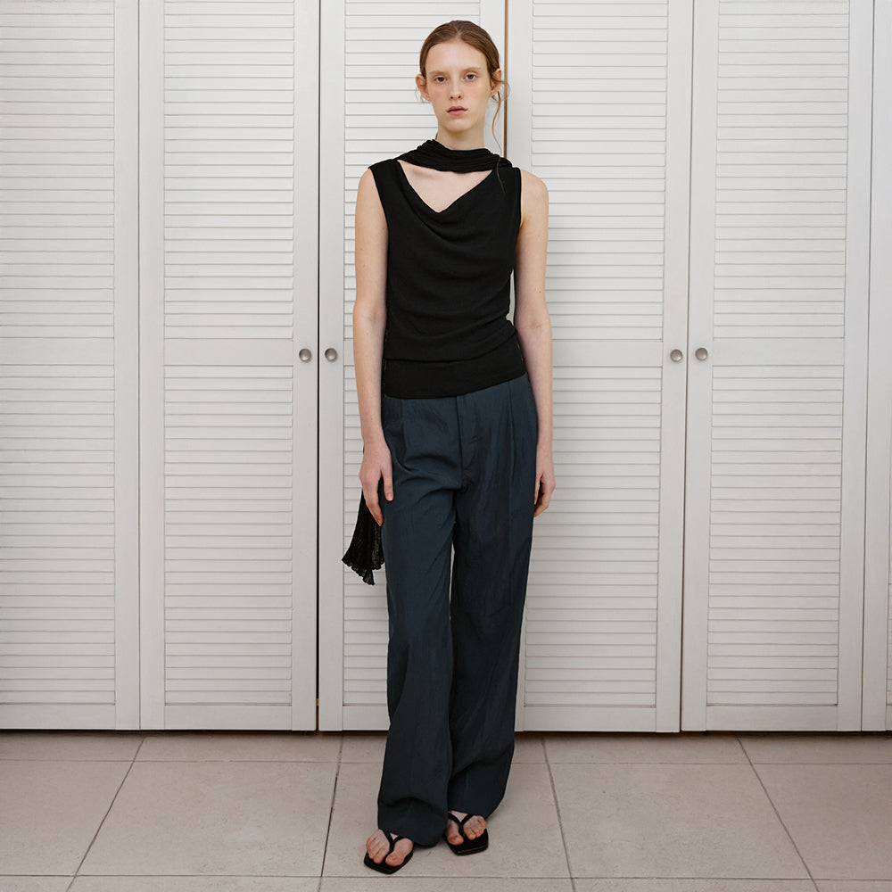 SUAMAR Wane Drape Neck Sleeveless (Black)