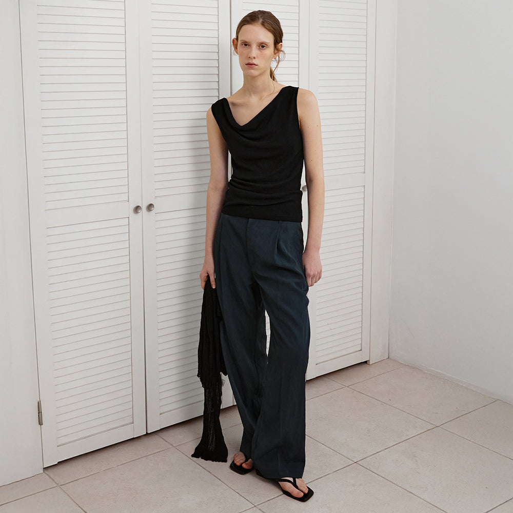 SUAMAR Wane Drape Neck Sleeveless (Black)