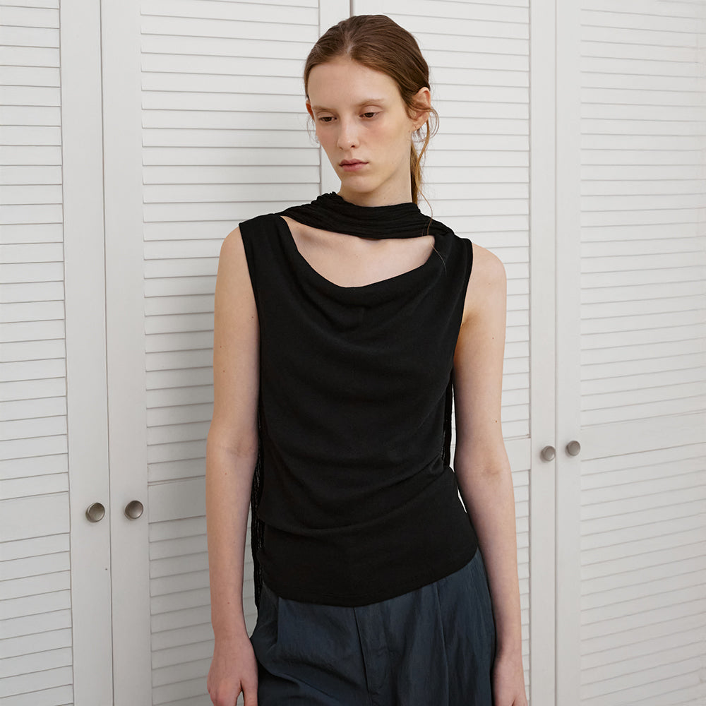 SUAMAR Wane Drape Neck Sleeveless (Black)