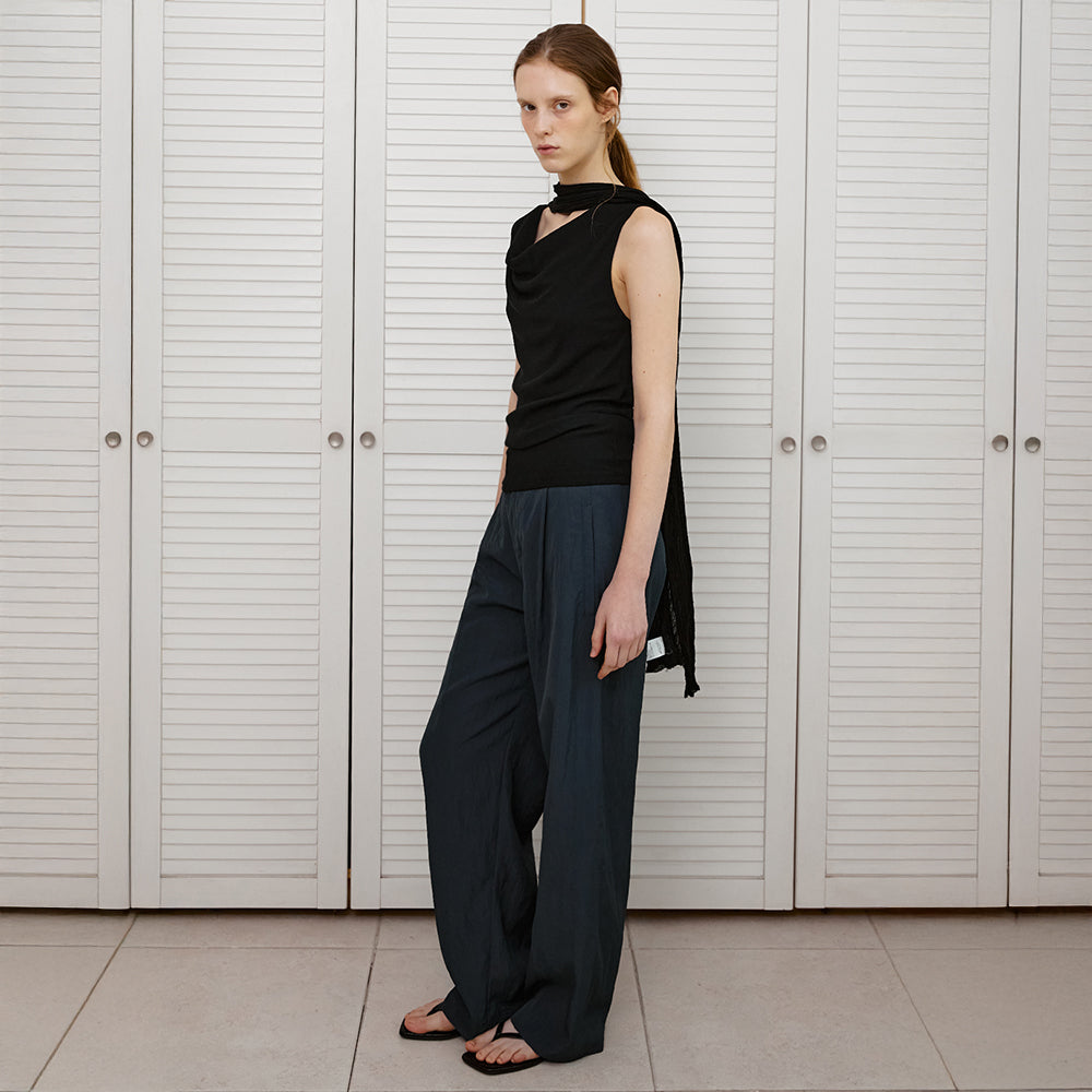 SUAMAR Wane Drape Neck Sleeveless (Black)