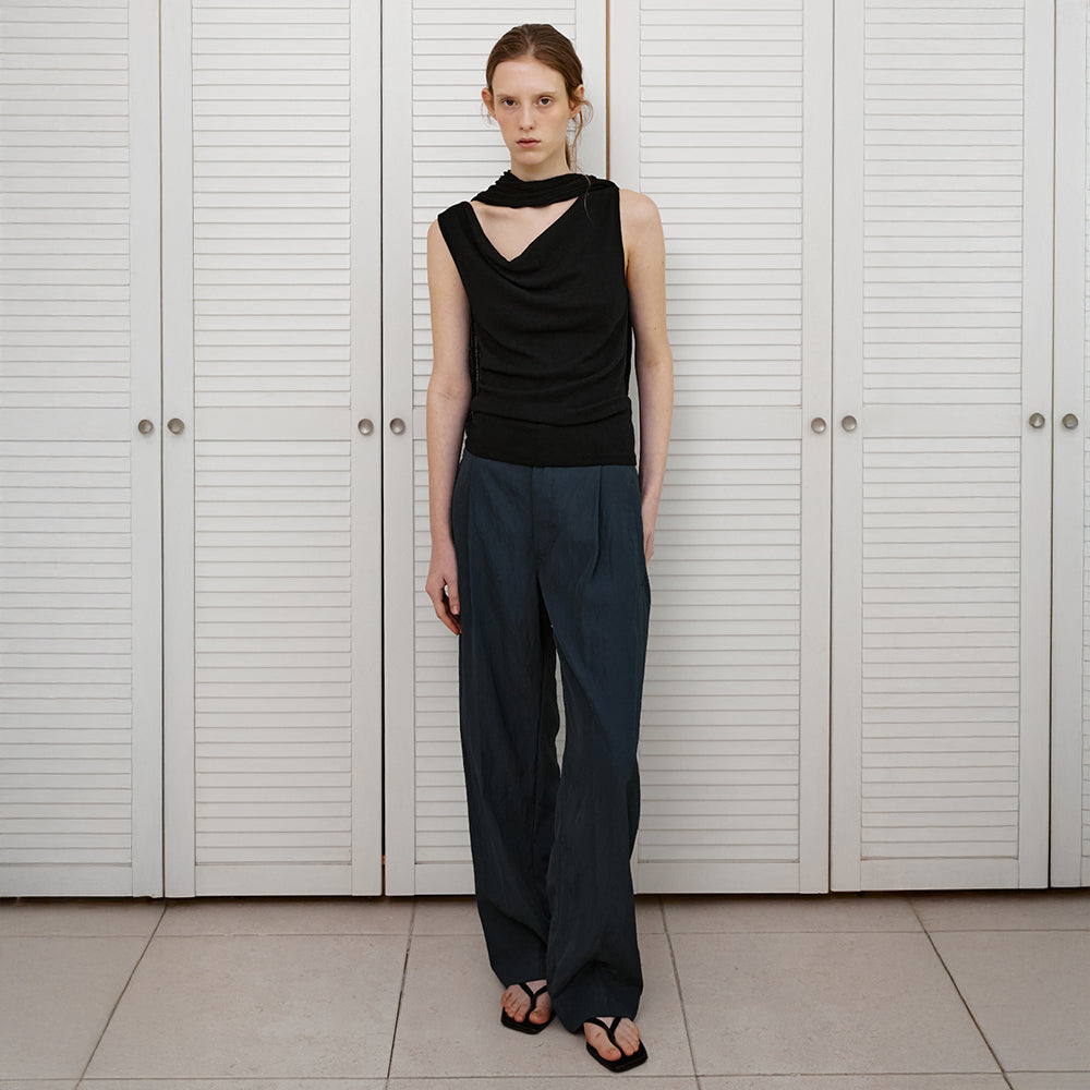 SUAMAR Wane Drape Neck Sleeveless (Black)