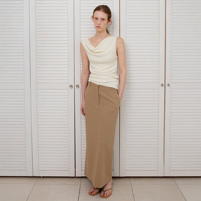 Wane Drape Neck Sleeveless (Cream)